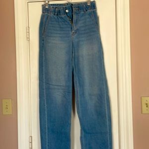 High waisted paper bag jeans